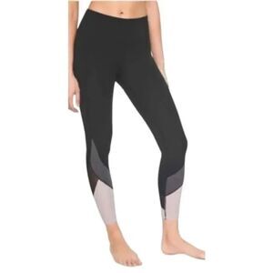 Athleta Black Colorblock Salutation Mesh 7/8 Leggings Tights Yoga Pants Sz S